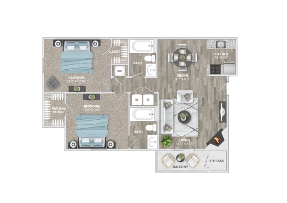 a floor plan  1 bedroom  503 sq ft at St. Andrews Reserve, Wilmington, North Carolina