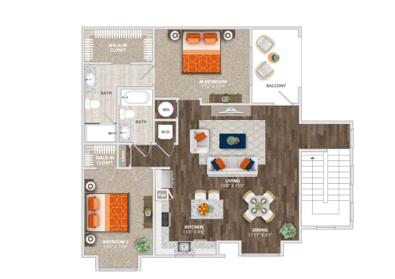 2 Bed 2 Bath Minneola Floor Plan at Trelago Apartments, Florida
