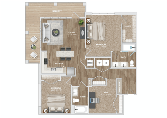 BD2 Floor Plan at Preston Ridge, Cary, NC