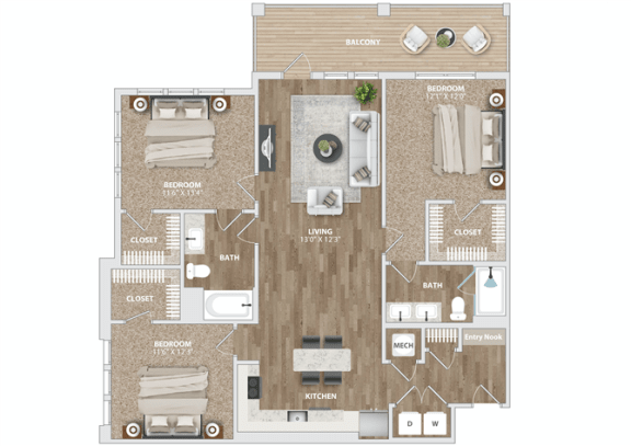 Floor Plan  C11 Floor Plan at Preston Ridge, Cary, NC, 27513
