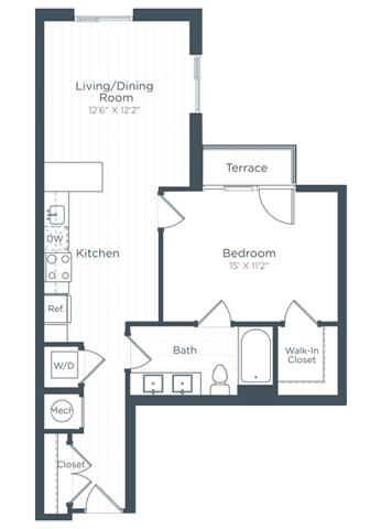 a floor plan of a bedroom apartment at Highgate at the Mile, Virginia, 22102
