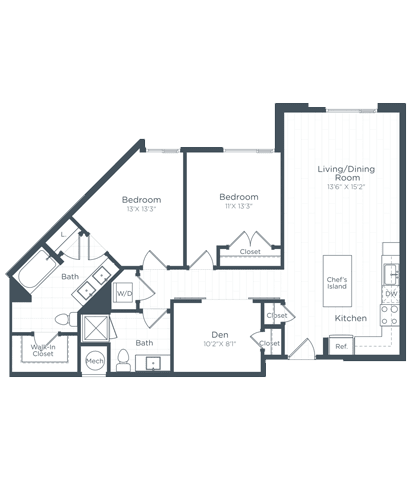 bedroom floor plan at Highgate at the Mile, McLean, VA 22102