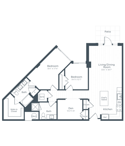 bedroom floor plan at Highgate at the Mile, McLean, 22102