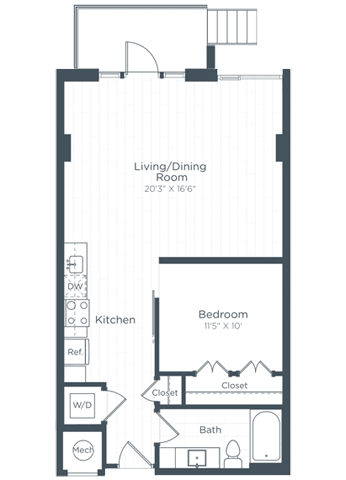 a floor plan of a bedroom apartment at Highgate at the Mile, Virginia