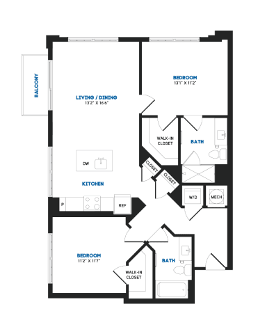 2 bed 2 bathroom A at Coda at Bryant Street, Washington, DC
