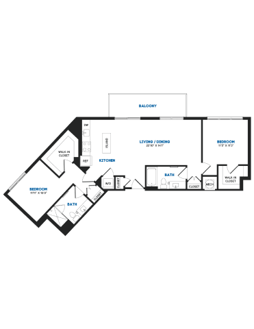 Floor Plan  2 bed 2 bathroom F at Coda at Bryant Street, Washington, 20002