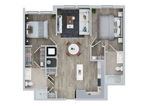 Floor Plan  2 bed 2 bath B at Jayde Parkside Apartments, Washington