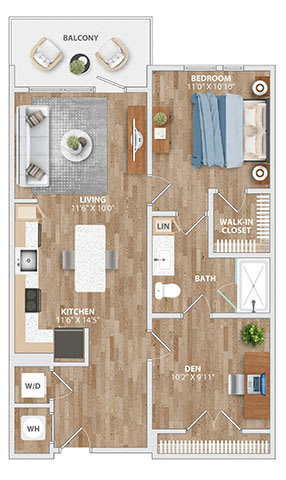 Floor Plan  A13D Floor Plan at Hawkins Press Apartments, Charlotte, North Carolina