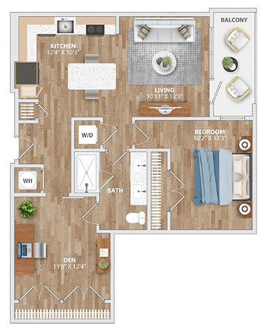 Floor Plan  A18D Floor Plan at Hawkins Press Apartments, Charlotte, NC