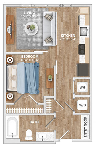 Floor Plan  A1A Floor Plan at Hawkins Press Apartments, Charlotte, NC