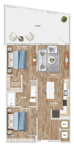 Floor Plan  A25A Floor Plan at Hawkins Press Apartments, North Carolina, 28203