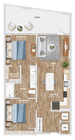 Floor Plan  A26A Floor Plan at Hawkins Press Apartments, Charlotte, NC, 28203