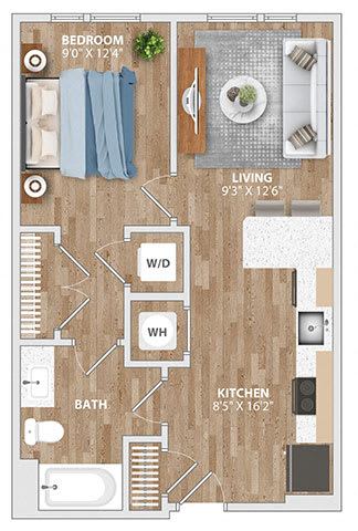 Floor Plan  A2A Floor Plan at Hawkins Press Apartments, Charlotte, 28203