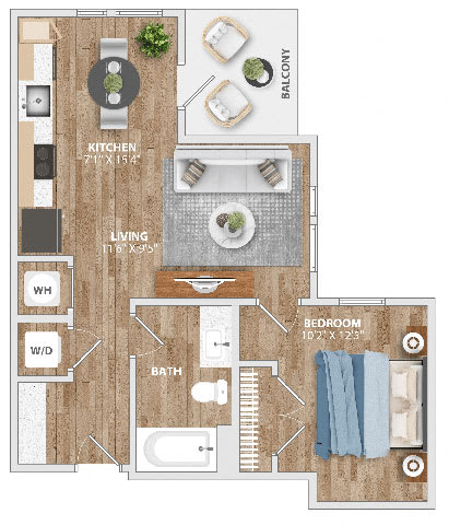 Floor Plan  A3A Floor Plan at Hawkins Press Apartments, North Carolina