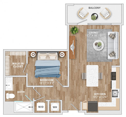 Floor Plan  A4A Floor Plan at Hawkins Press Apartments, Charlotte