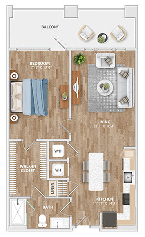 Floor Plan  A6A Floor Plan at Hawkins Press Apartments, North Carolina