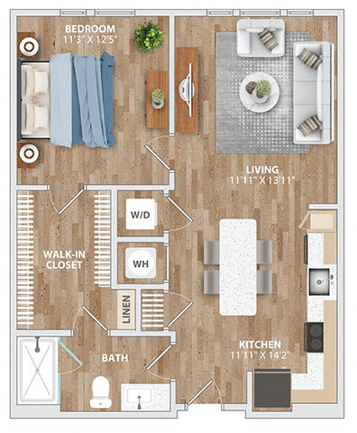 Floor Plan  A7A Floor Plan at Hawkins Press Apartments, North Carolina, 28203