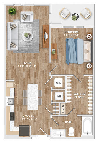 Floor Plan  A8A Floor Plan at Hawkins Press Apartments, Charlotte, NC, 28203