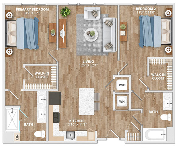 Floor Plan  B1B Floor Plan at Hawkins Press Apartments, Charlotte