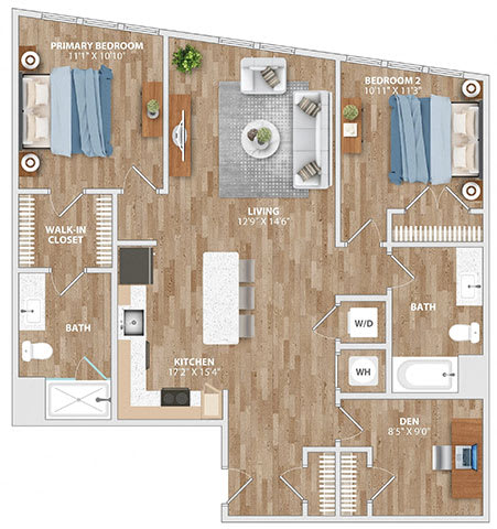 Floor Plan  B7D Floor Plan at Hawkins Press Apartments, North Carolina, 28203