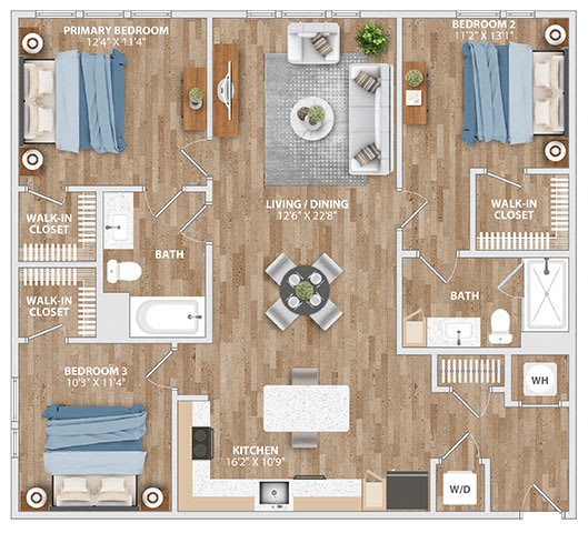 Floor Plan  C1A Floor Plan at Hawkins Press Apartments, Charlotte, 28203