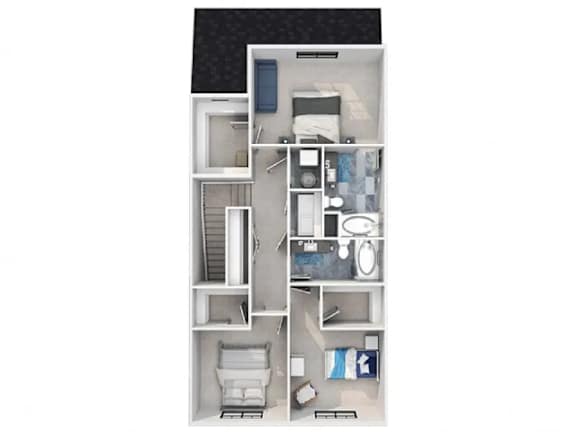3Bd 2Bth Floor Plan at Calla Homes Apartments, Millcreek