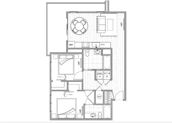 1Bed 1Bath A Floor Plan at Lotus Gallacher Apartments, Salt Lake City, UT