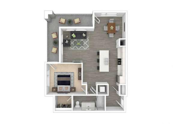 Rose Floor Plan at Lotus Republic Apartments, Salt Lake City, 84111