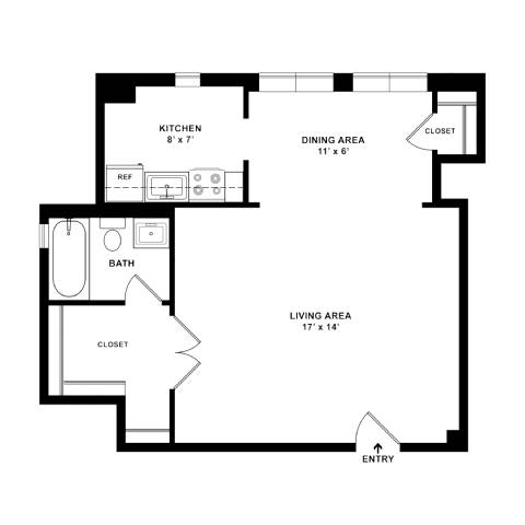 A black and white image of a floor plan for a house.