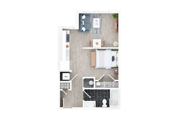 Floor Plan  1 BED 1 BATH K at Jayde Parkside Apartments, Washington, DC, 20019
