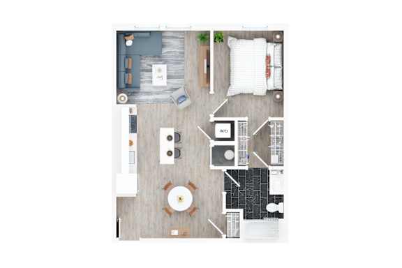 Floor Plan  2 bed 2 bath E at Jayde Parkside Apartments, Washington DC