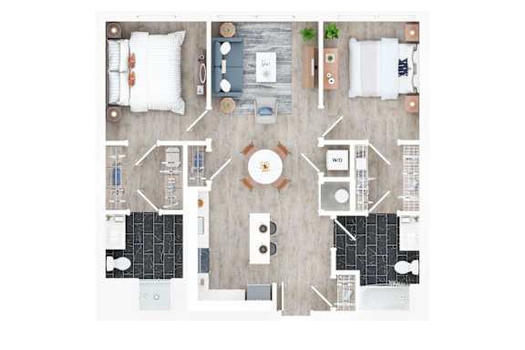 Floor Plan  3 bed 2 bath B at Jayde Parkside Apartments, Washington, Washington DC
