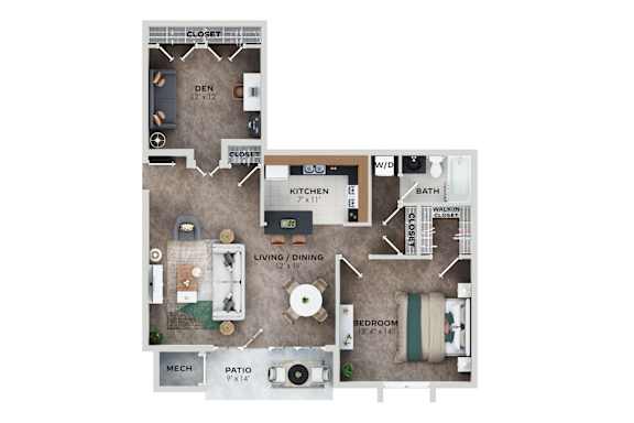1 bed 1 bath C at Shenandoah Station Apartments, Triangle