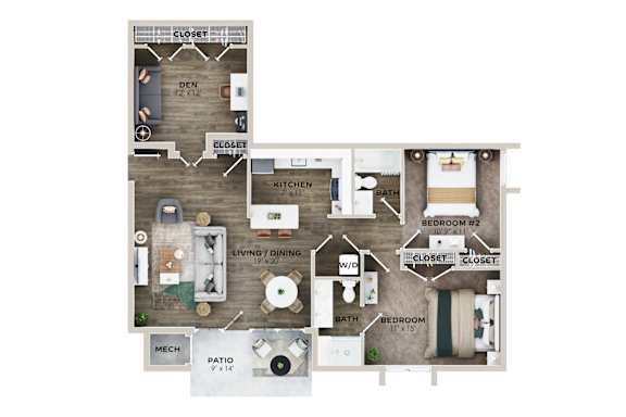 2 bed 2 bath C at Shenandoah Station Apartments, Triangle, VA, 22172