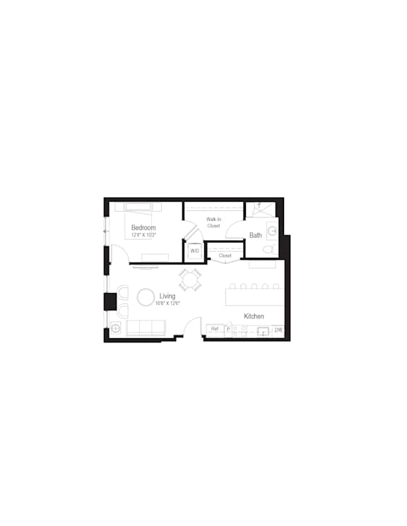 A2 and A2A Floor Plan at Rialto, District of Columbia