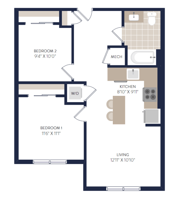 a floor plan of a bedroom apartment
