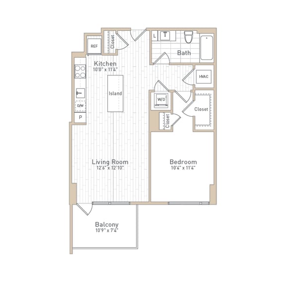 a floor plan of a bedroom apartment a floor plan of a bedroom apartment at The Boro, Virginia, 22102