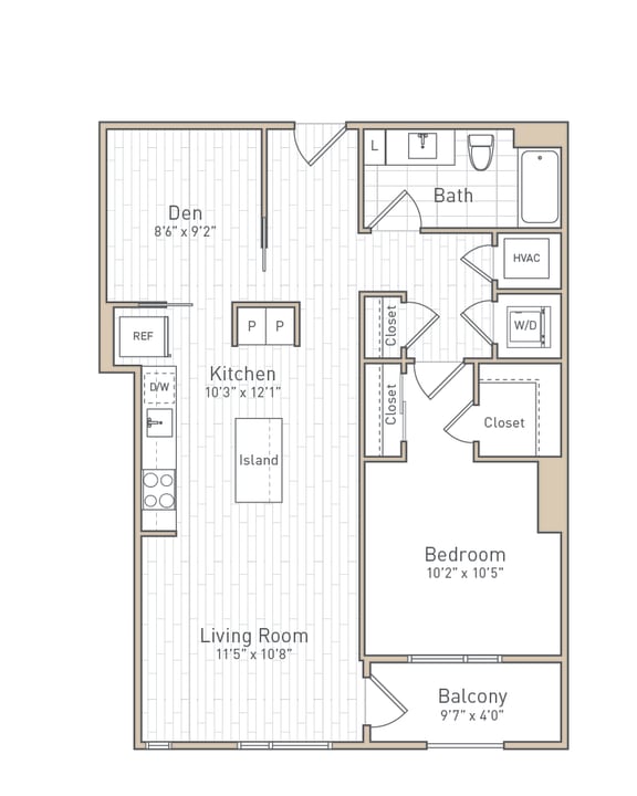 a floor plan of a bedroom apartment at The Boro, Tysons