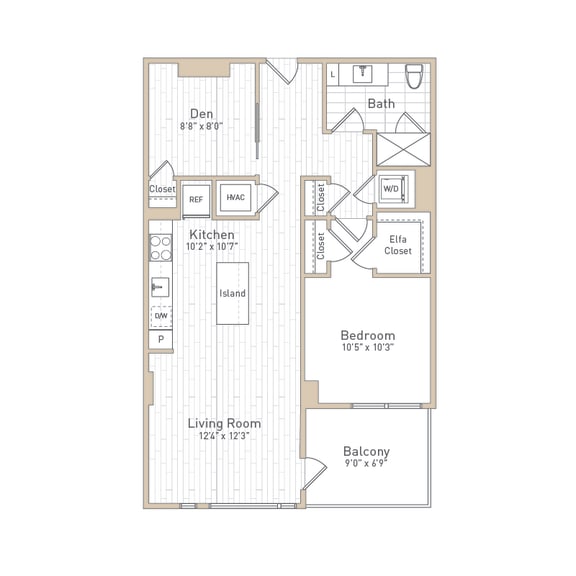 a floor plan of a bedroom apartment at The Boro, Tysons, 22102