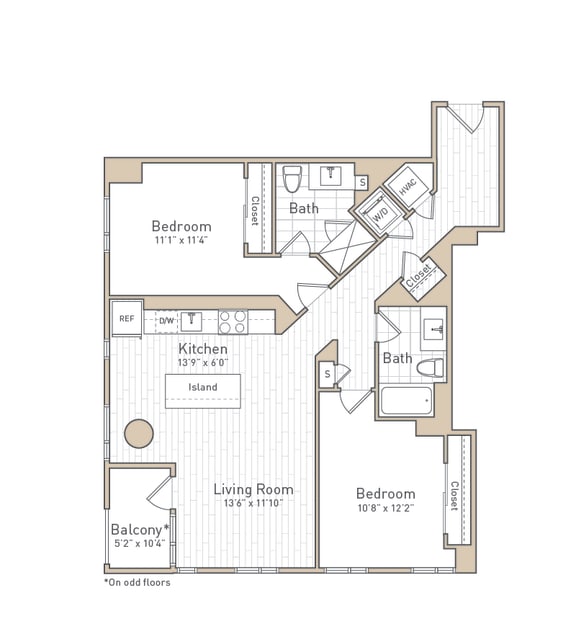 a floor plan of a bedroom apartment at The Boro, Tysons, 22102