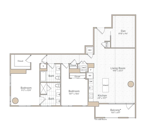 a floor plan of a bedroom apartment at The Boro, Tysons, 22102
