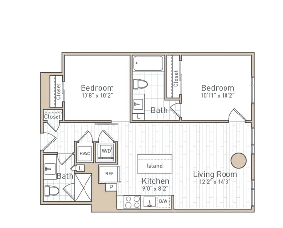 a floor plan of a bedroom apartment at The Boro, Tysons, 22102