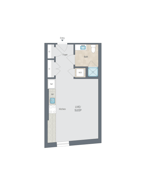 a floor plan of a house with a bedroom and a living room
