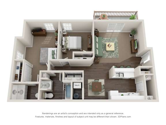 2 Bedroom 1.5 Bath Floor Plan at Sunset Ridge, West Jordan