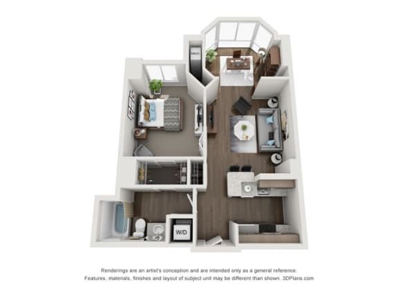 Floor Plan  a 1 bedroom floor plan  summit  460 sq ft at Lincoln Old Town, Alexandria
