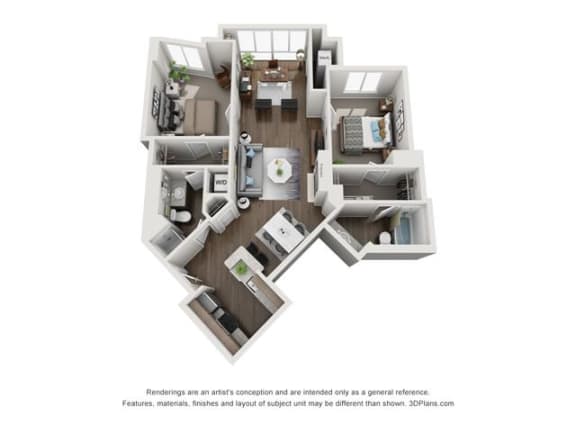 Floor Plan  3 bedroom floor plan  the villas at spring creek at Lincoln Old Town, Alexandria Virginia