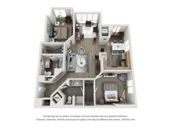 Floor Plan  a 2 bedroom floorplan is shown in this illustration at Lincoln Old Town, Alexandria, VA 22314