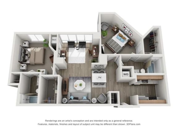 Floor Plan  2 bedroom floor plan  the crossings at white marsh apartments at Lincoln Old Town, Alexandria, 22314