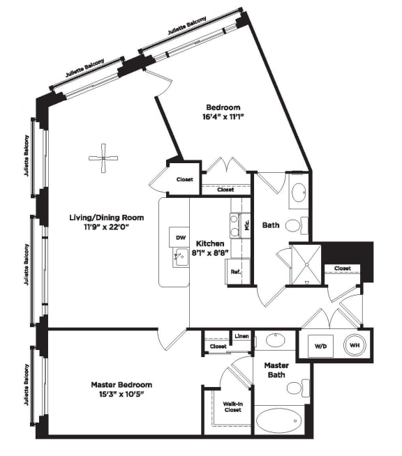 2 bed 2 bath B8b Floor Plan  at 800 Carlyle, Alexandria, Virginia