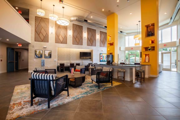Clubhouse lobby at Woodmore Grand Apartments in Bowie, MD 20721